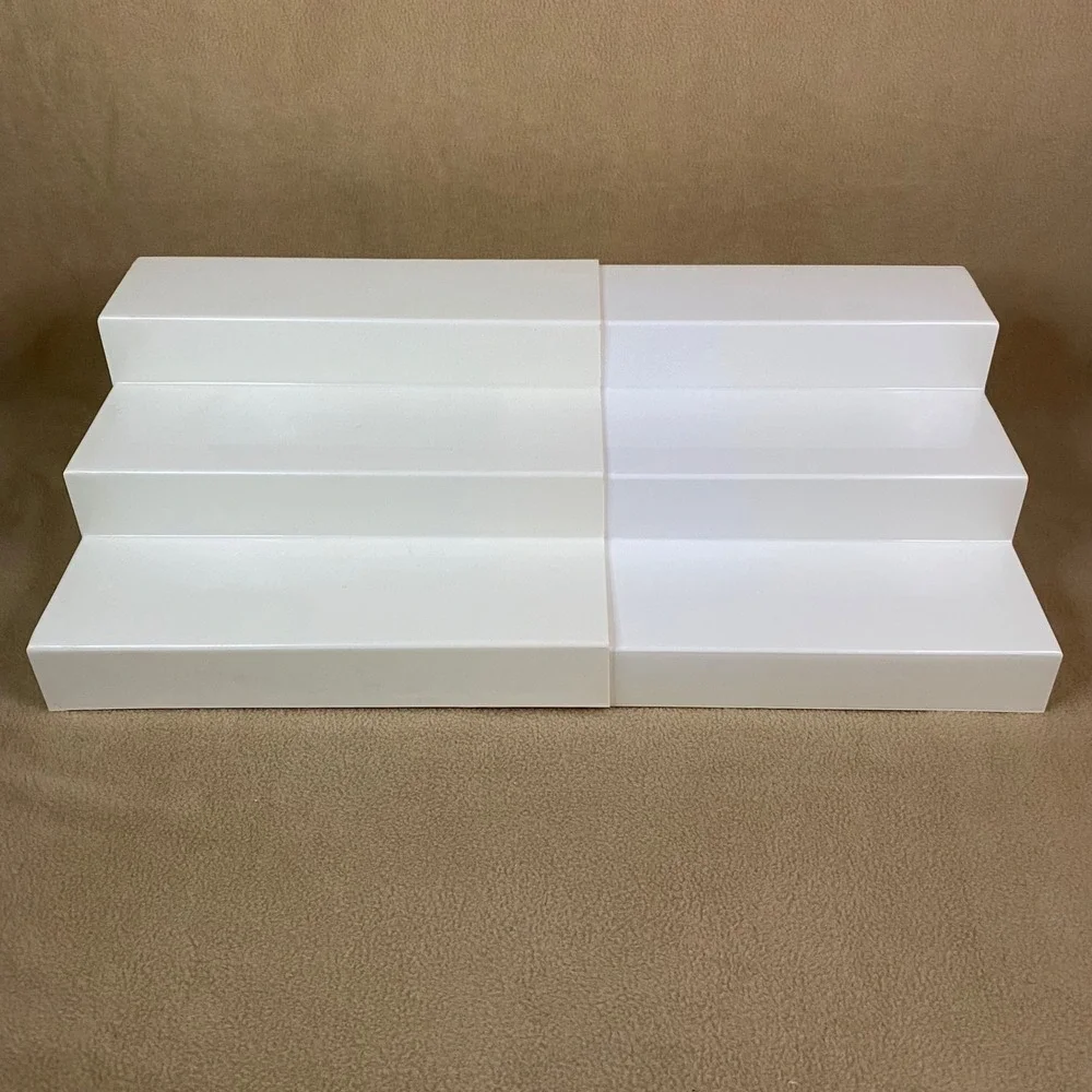 White 3 Tier Step Display Riser Stand Can Goods Organizer Pantry Display EUC‎